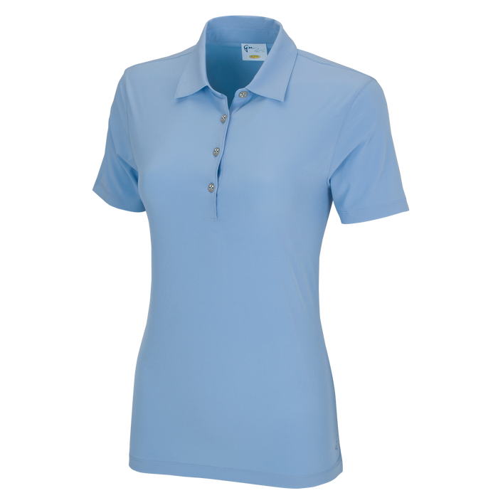 Women's Greg Norman X-Lite 50 Solid Woven Polo - Blue Stream,XLG