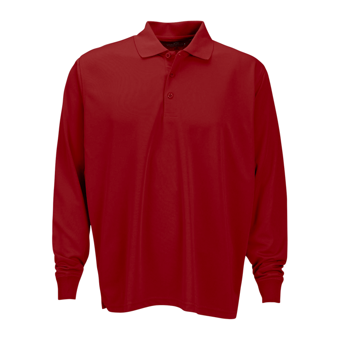 Vansport Omega Long Sleeve Solid Mesh Tech Polo - Sport Red,LG