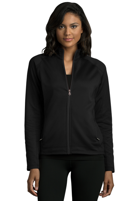 Women's Brushed Back Micro-Fleece Full-Zip Jacket - Black,LG