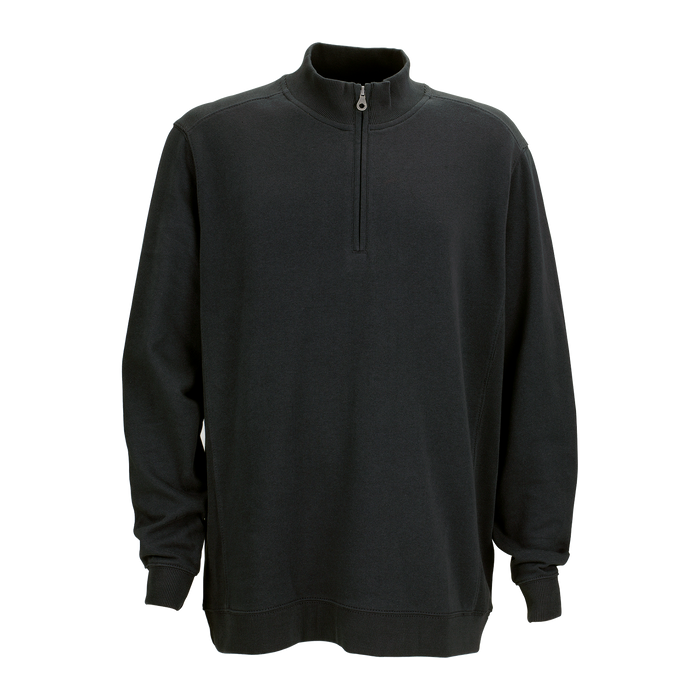 Premium Cotton 1/4-Zip Fleece Pullover - Black,LG