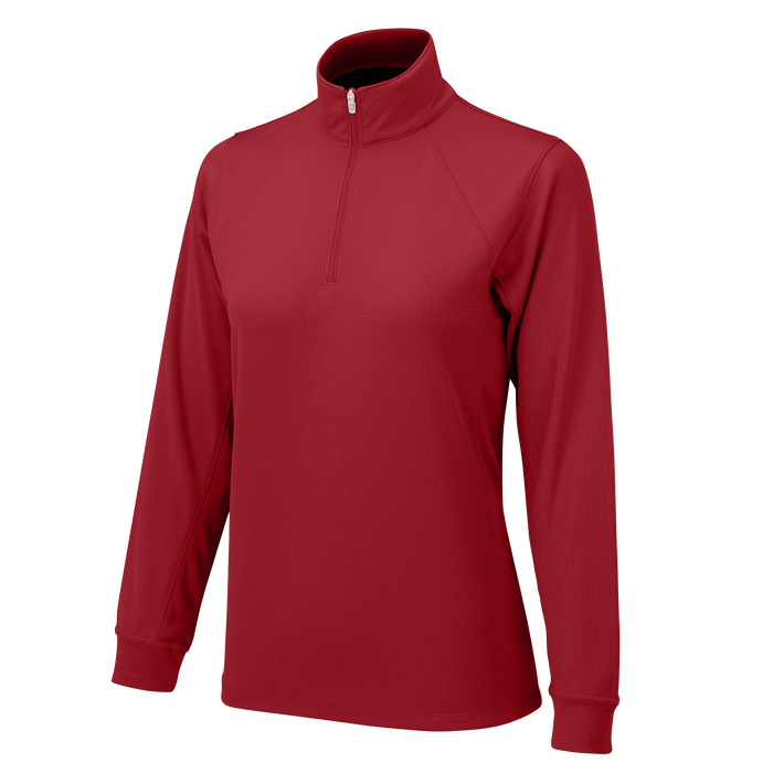 Women's Vansport Mesh 1/4-Zip Tech Pullover - Sport Red,XSM
