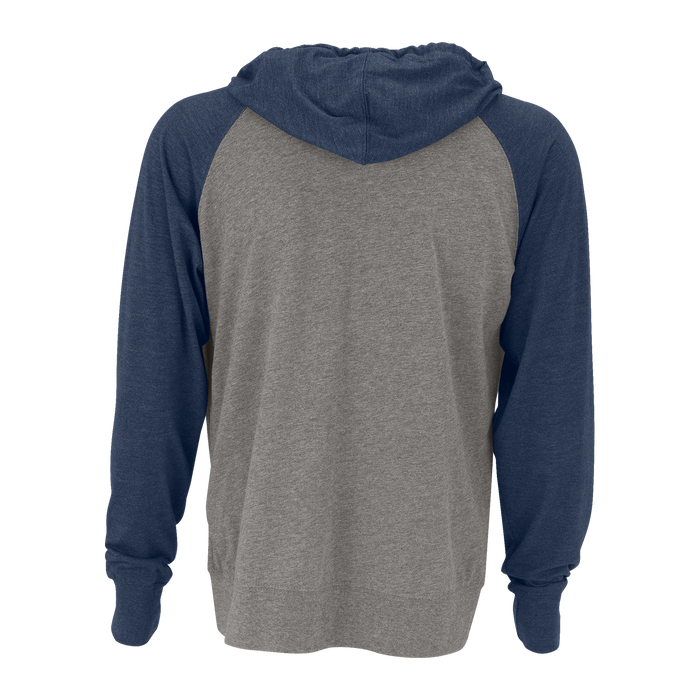 Full-Zip Two-Tone Jersey Knit Hoodie - Grey Heather/Navy Heather,MD