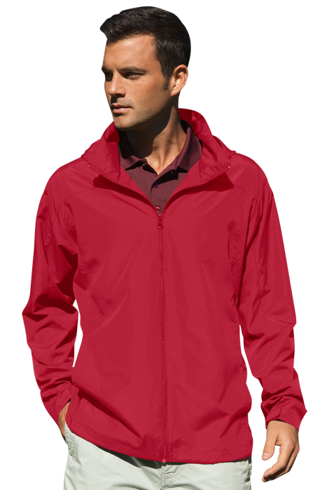 Full-Zip Lightweight Hooded Jacket - Sport Red,LG