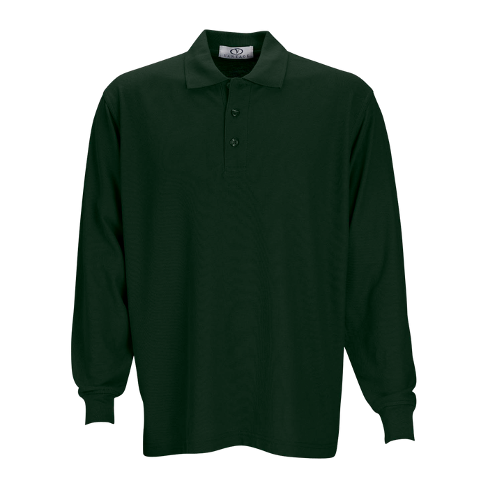 Long Sleeve Soft-Blend Double-Tuck Pique Polo - Dark Forest,LG