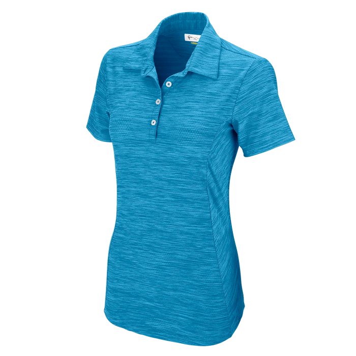 Women's Greg Norman Play Dry® Heather Solid Polo - Atlantic Blue Heather,LG
