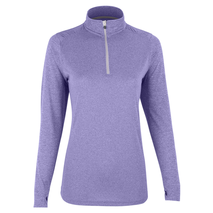 Women's Vansport Mélange 1/4-Zip Tech Pullover - Purple Heather Grey,LG