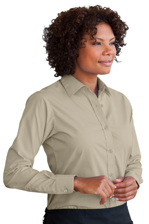 Women's Blended Poplin Shirt - Stone,SM
