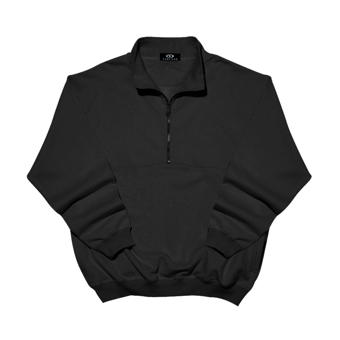 1/2-Zip Sanded Jersey Fleece - Black,LG