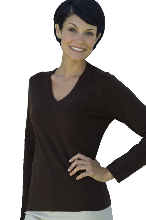 Women's Clubhouse V-Neck Sweater - Brown,LG