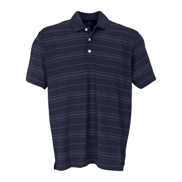 Vansport Three-Color Textured Stripe Polo - Navy/Grey/White,XLG