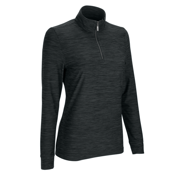 Women's Greg Norman Play Dry® Heather 1/4-Zip Mock Neck - Black/Heather,XLG