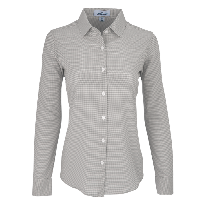 Women's Vansport Sandhill Dress Shirt - Grey/White,XSM