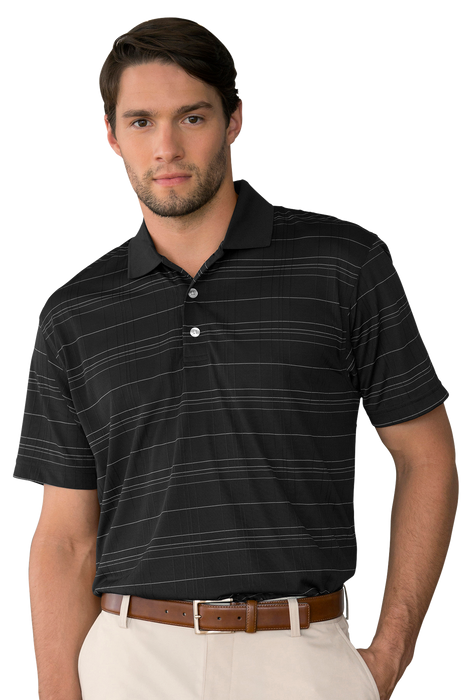 Vansport Three-Color Textured Stripe Polo - Black/Grey/White,XLG