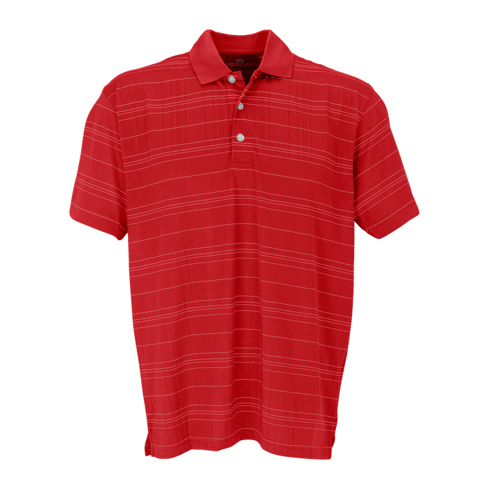 Vansport Three-Color Textured Stripe Polo - Sport Red/Grey/White,3XLG