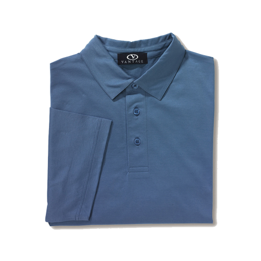 Double-Mercerized Smooth Knit Polo - Bay Blue,LG