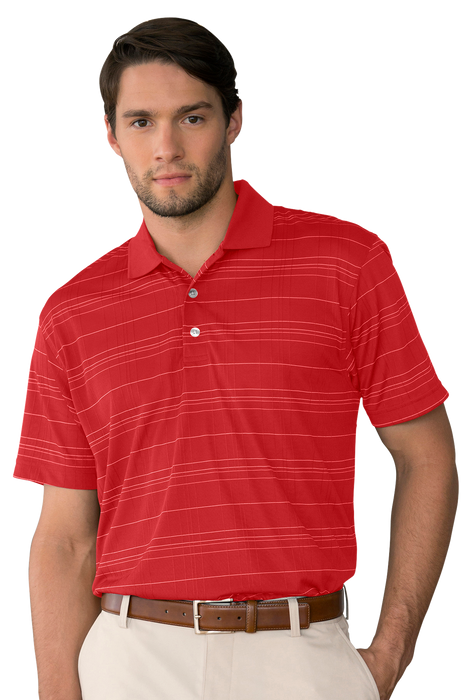 Vansport Three-Color Textured Stripe Polo - Sport Red/Grey/White,3XLG