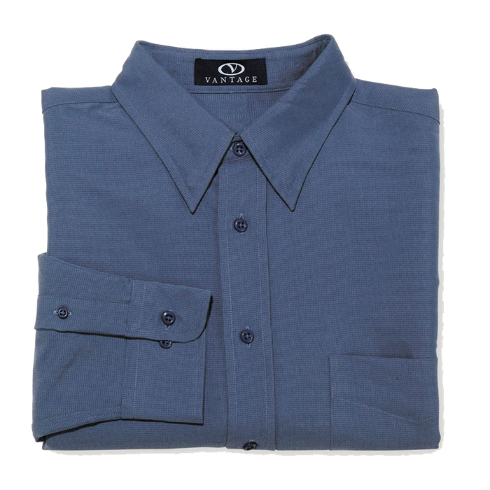 Solid Mini-Box Polynosic Shirt - Ocean,XLT