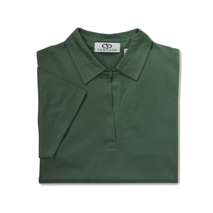 Women's Double-Mercerized Smooth Knit Polo - Sage,LG