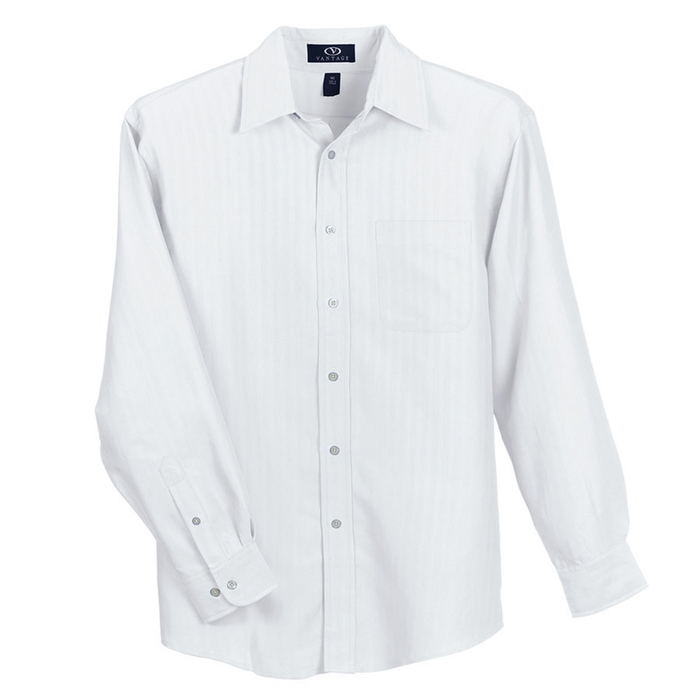 Polynosic Herringbone Shirt - White,MD