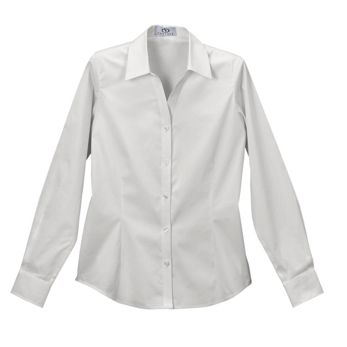 Women's Y-Placket Stretch Poplin Shirt - White,LG
