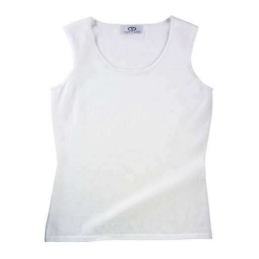 Women's Sleeveless Scoop Neck Sweater - White,SM