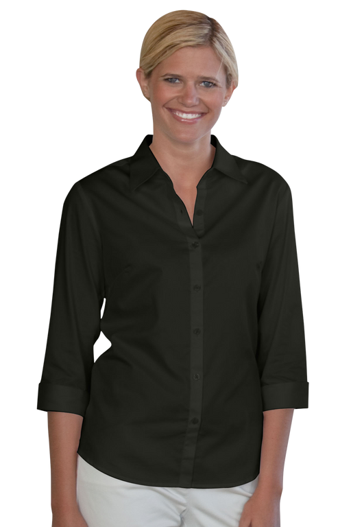 Women's Easy-Care Solid Textured Shirt - Black,LG