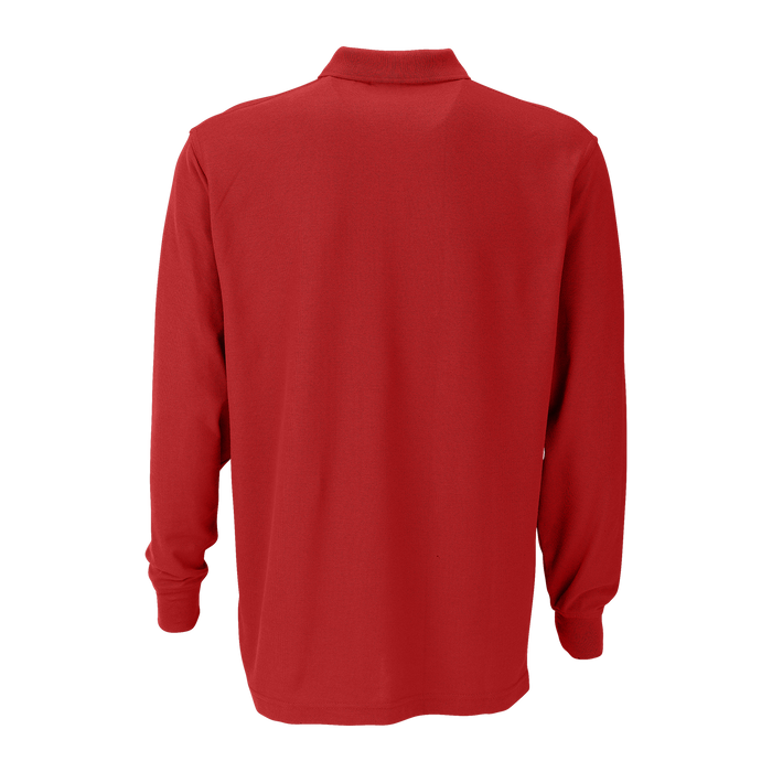 Long Sleeve Soft-Blend Double-Tuck Pique Polo - Red,SM