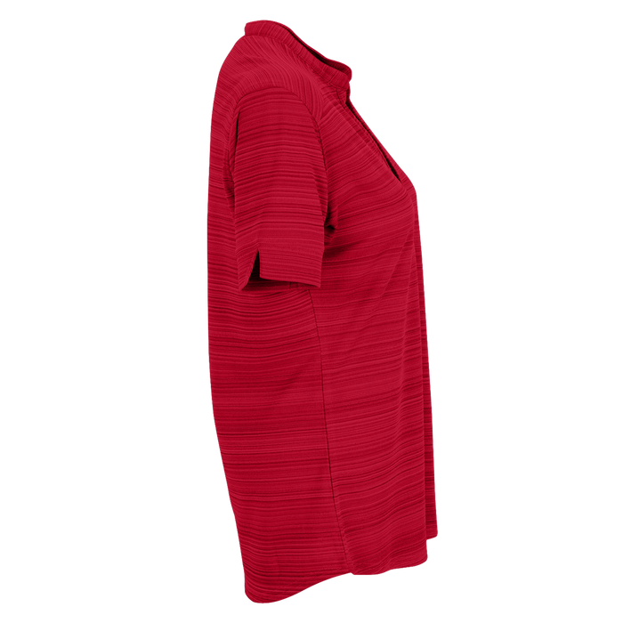 Women's Vansport Strata Textured Henley - Sport Red,LG
