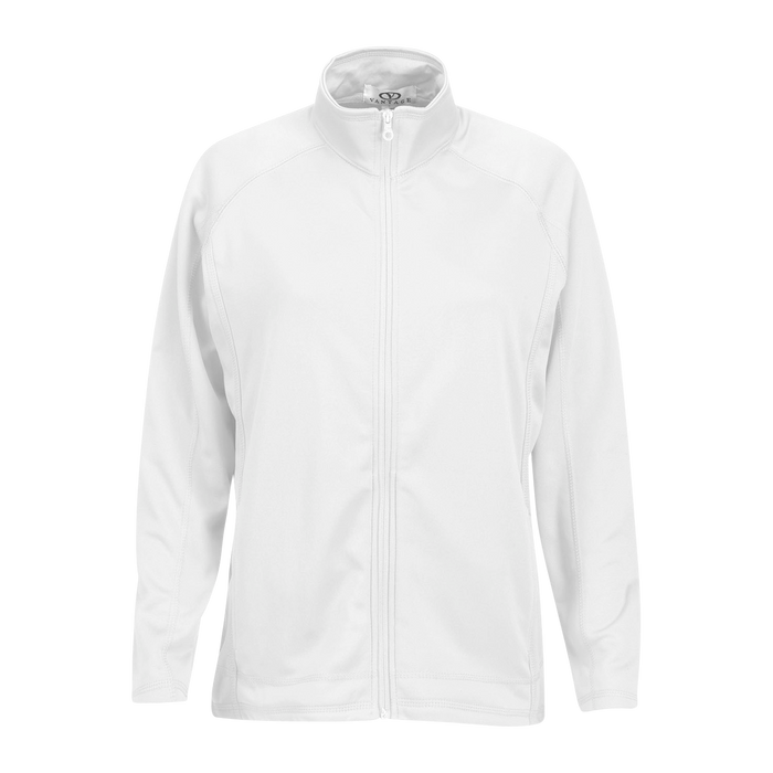 Women's Brushed Back Micro-Fleece Full-Zip Jacket - White,LG