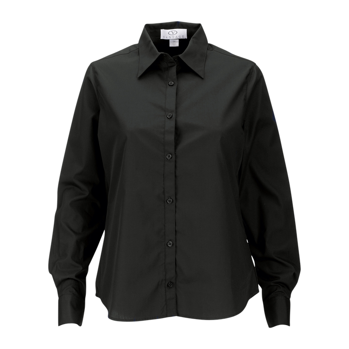 Women's Blended Poplin Shirt - Black,LG
