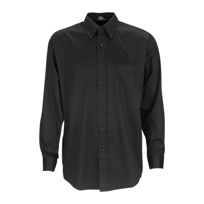 Easy-Care Solid Textured Shirt - Black,LG