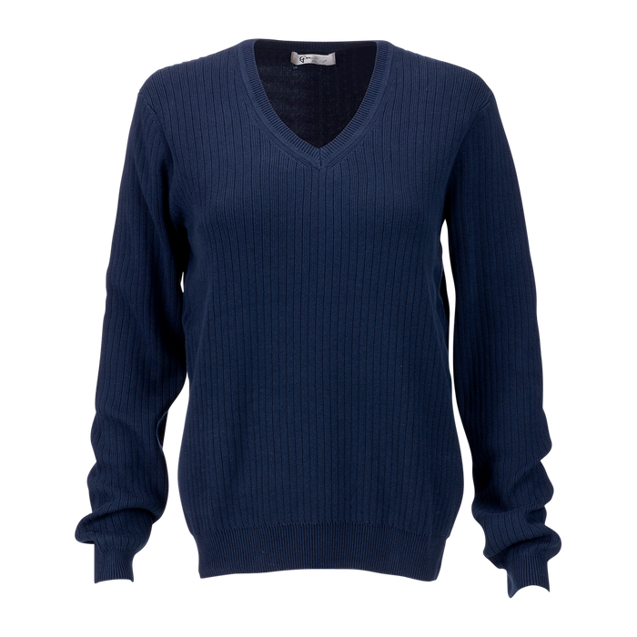 Women's V-Neck Drop-Needle Sweater - Navy,LG