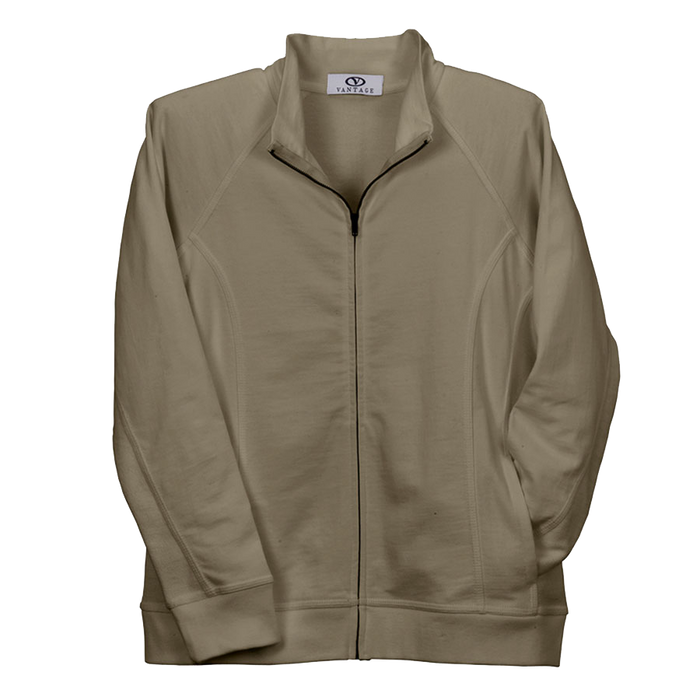 Women’s French Terry Full Zip Jacket - Taupe,LG