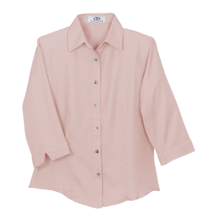 Women's Three-Quarter Sleeve French Twill Shirt | PoloShirt.com Pink / 3XLG Women's Three-Quarter Sleeve French Twill Shirt | PoloShirt.com Pink / 3XLG