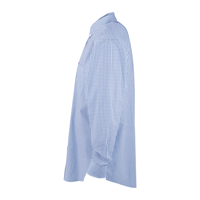 Easy-Care Poplin Box Plaid Shirt - White/Blue,LG