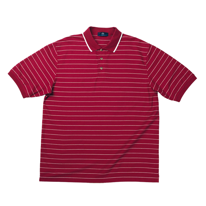 Vansport Double-Tuck Striped Pique - Sport Red/White,LG
