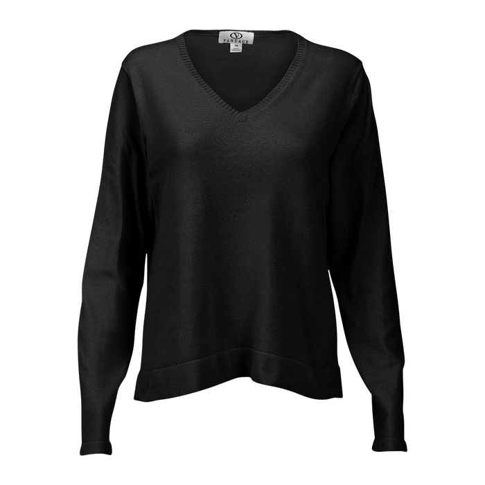Women's Clubhouse V-Neck Sweater - Black,LG