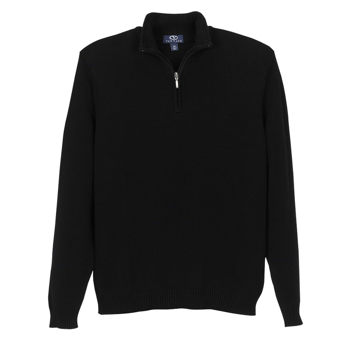 1/4 Zip Clubhouse Sweater - Black,LG