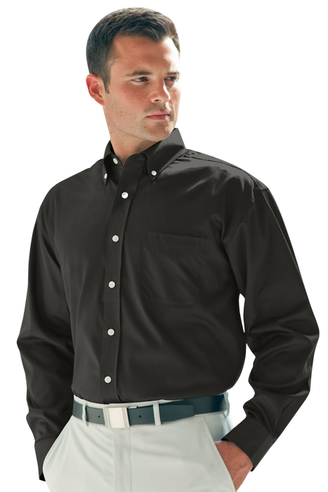 Easy-Care Solid Textured Shirt - Black,LG