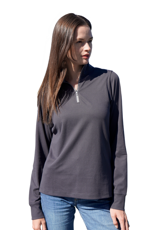 Women’s Grid ¼ Zip Pullover - Dark Grey,XSM