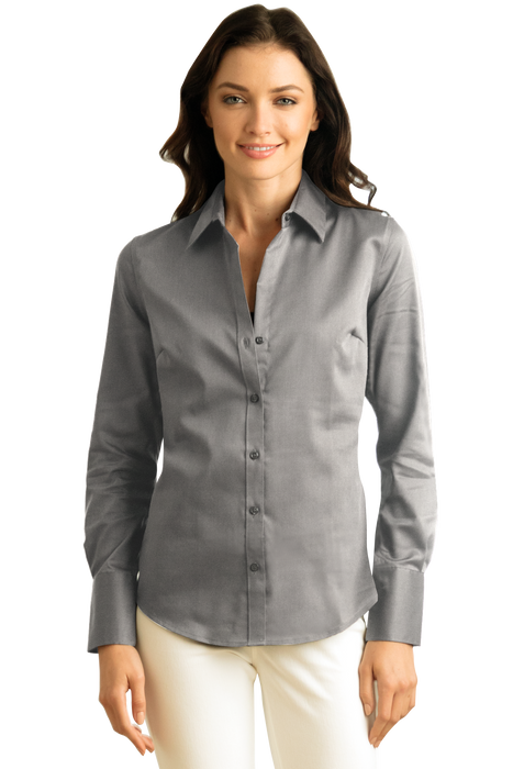 Women's Calvin Klein Non-Iron Dobby Shirt - Grey,LG