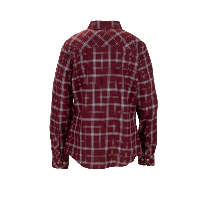 Women's Brewer Flannel - Deep Maroon With Light Grey Check,XSM