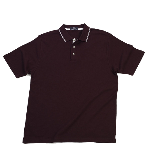 Double-Tuck Pique w/Placket Ribbon - Deep Maroon,LG