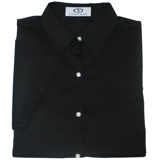 Women's Textured Check Short Sleeve Shirt - Black,LG