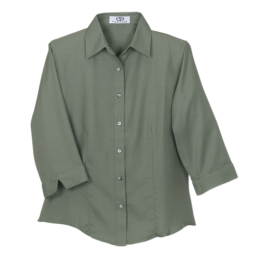 Women's Easy-Care 3/4 Sleeve French Twill Shirt - Sage,SM