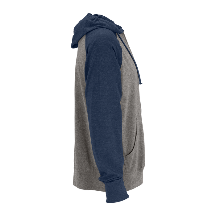Full-Zip Two-Tone Jersey Knit Hoodie - Grey Heather/Navy Heather,MD