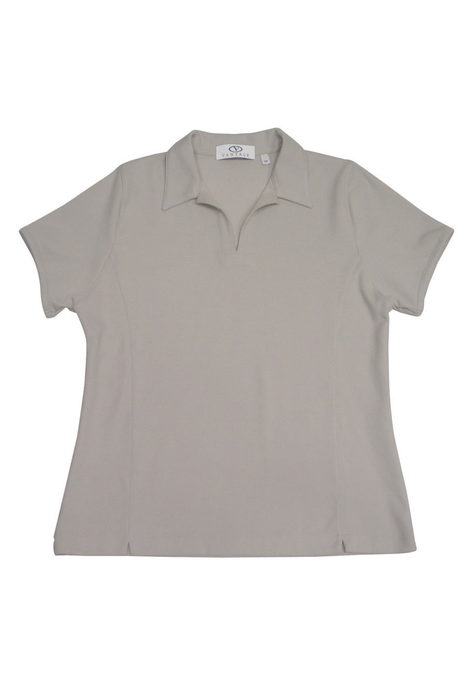 Women's Vansport Solid Jacquard Polo – Off Shade to Stock - Stone,LG