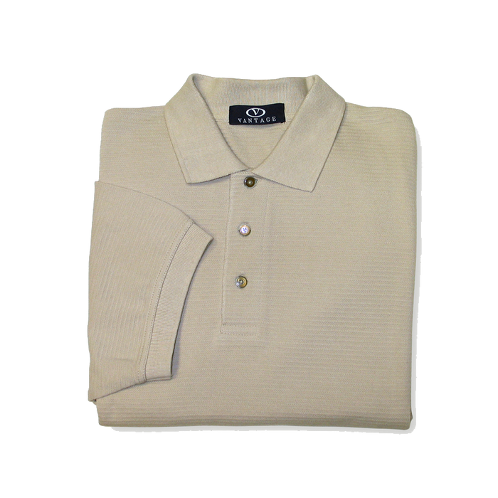 Solid Textured Pique Stripe Polo - Stone,LG