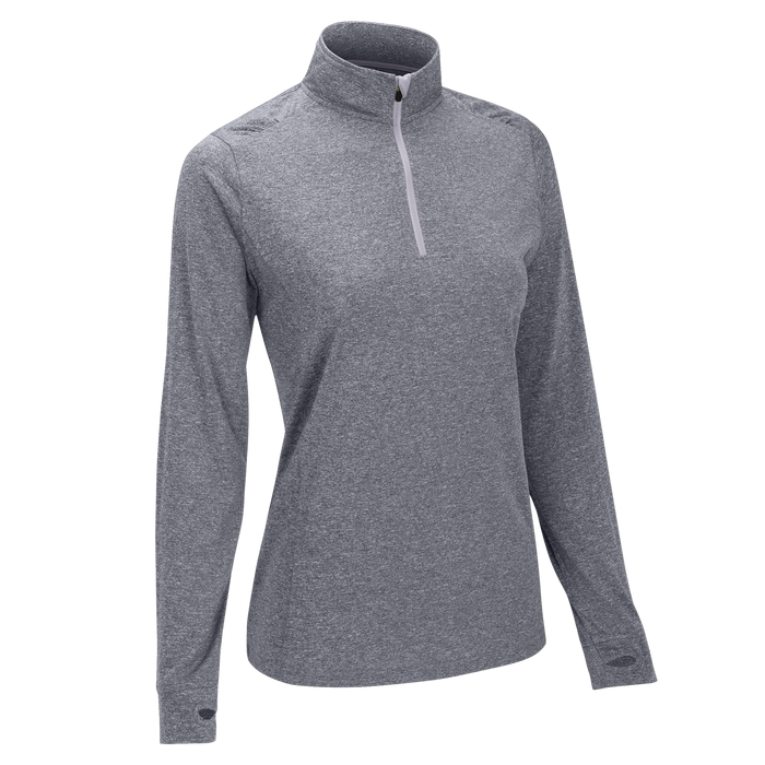 Women's Vansport Mélange 1/4-Zip Tech Pullover - Charcoal Heather With Grey,XLG