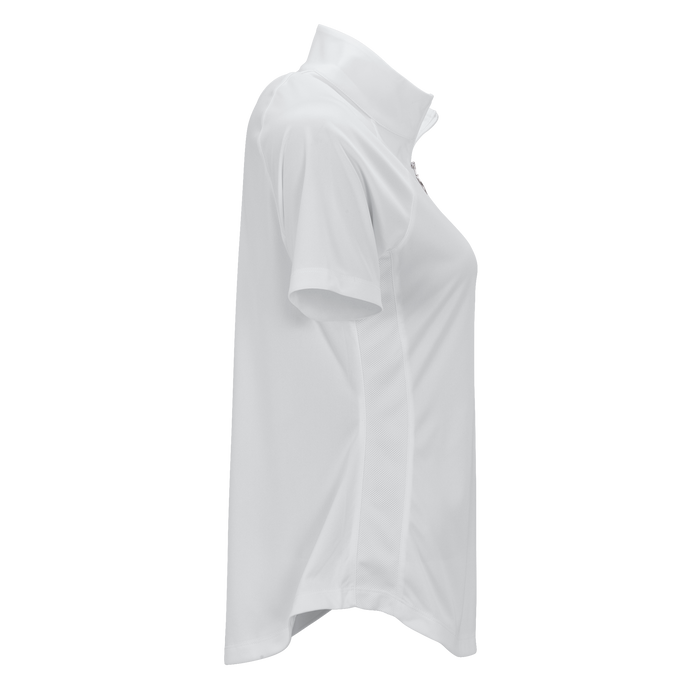 Women's Greg Norman Play Dry® ML75 Racer Mock Neck Polo - White with White mesh panels,LG